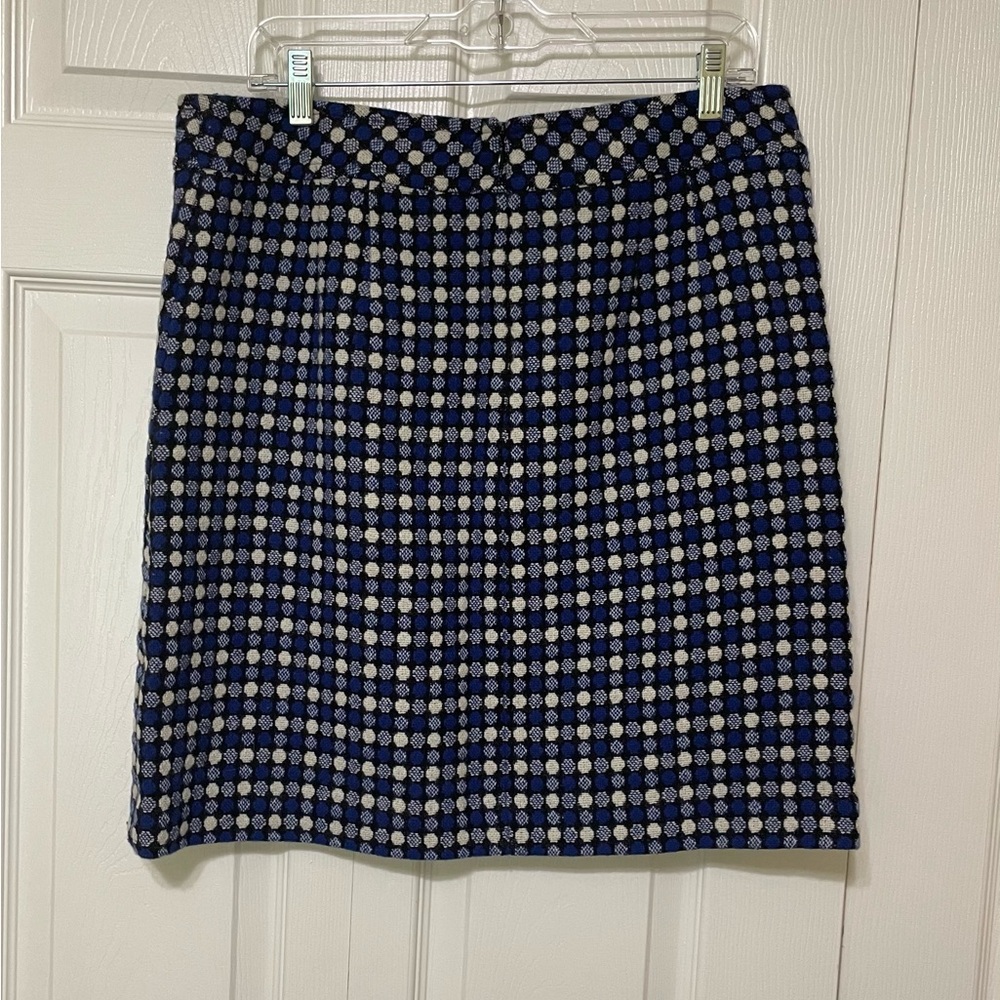 Talbots Navy and Cream Checkered A-Line Skirt - Picture 2 of 6